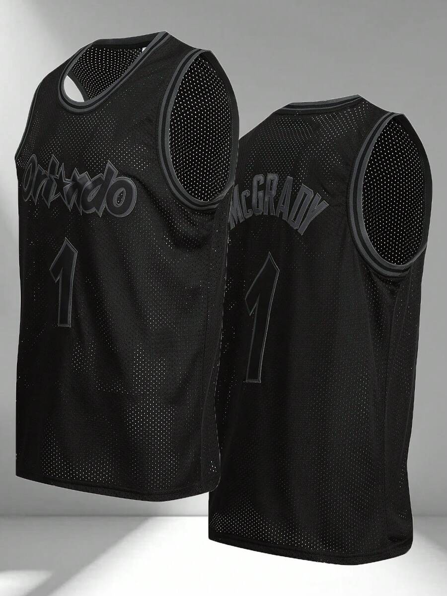 Áo thun nam không tay cổ chữ V thêu họa tiết bóng rổ, màu đen, thích hợp mặc đi dự tiệc hoặc chơi thể thao. - màu đen - Xem 1