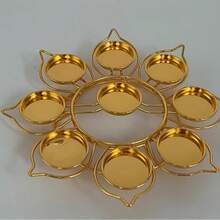 1个单层莲花七星油灯座，斋月派对用品 - 金色 - 查看 5