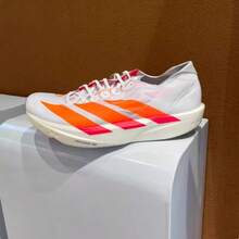 Adidas 男士 ADIZERO TAKUMI SEN11 玻璃纤维柱减震跑鞋 - 白色/橙色 - 查看 1
