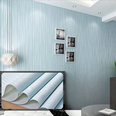 1 Roll Blue Striped Removable Wallpaper, PVC Contact Paper For Dorm, Dining Room, Home Decor, Drawer Liner, Furniture Renovation, Easy Installation, 17.7inX39.3/118.1/196.8in