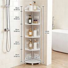 Senmeo 5-Tier 43.31 Inch Waterproof PVC Corner Storage Shelf, Scandinavian Style Organizer For Bathroom/Kitchen/Living Room – 30lbs Capacity - White - View 2