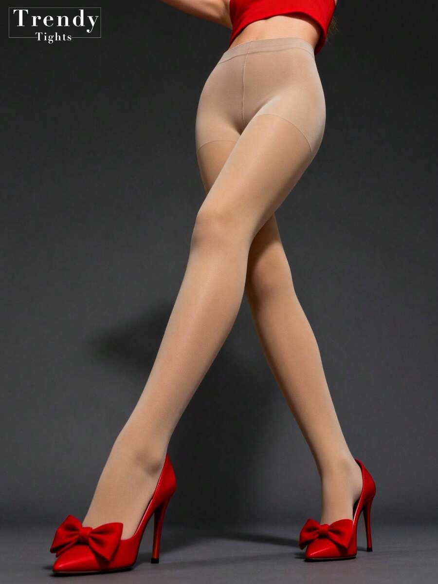 2pcs Women's Sheer Apricot Stockings, Comfortable Soft Sexy Tight Pants, Fashionable All-Match Versatile Pantyhose, Spring/Summer UV Protection Seamless Tights - Apricot - View 1