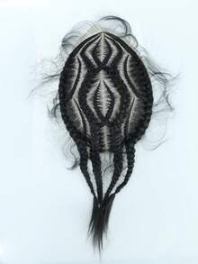 6英寸合成编织假发，独特蕾丝编织设计，平行方格编织，时尚商务发型，适合非洲男士，黑色 - 黑色 - 查看 12