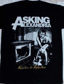 ASKING ALEXANDRIA RECKLESS AND RELENTLESS T-Shirt Tee Short Sleeve Men Women Summer Crew Neck Cotton Tee - 黑色 - 查看 1