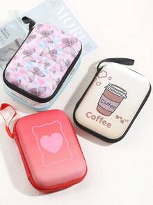 Flower Love Bow Computer Peripheral Cable U Disk SD Card Hard Disk Mouse Data Cable Adapter Bluetooth Earphones EVA Storage Bag - Multicolor - View 2