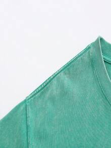 (230 G Pure Cotton T-Shirt)Disney  The Popular American Retro Style Mickey Mouse Club Theme Vintage Washed T-Shirt Retro Washed Street Fashion Casual T-Shirt,100 Percent Cotton.Retro Washed T-Shirt , Men's T-Shirt, Men's Casual, Comfortable, Fashionable T-Shirt, Street Style Cotton - Green - View 2