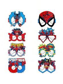 Marvel 1set/8pcs,Superhero Spider Man, Party Photography Props, Paper Glasses, Hero Themed Eye Accessories, Party Supplies, Superhero Paper Glasses, Birthday Party Photography Props Gifts, Suitable As Birthday Gifts, Teacher Gifts, Halloween, Christmas, Welcome Season, Party Decorations, Holiday Party Gifts, Holiday Party Essentials - Multicolor - View 4