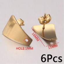 6 Pcs 304 Stainless Steel Curved Trapezoidal Stud Earrings DIY Jewelry Accessories - Earrings - View 7