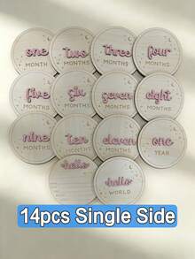 Bộ 7/14 thẻ gỗ hai mặt ghi dấu mốc phát triển hàng tháng cho trẻ sơ sinh, kỷ niệm thông báo sinh nhật trẻ sơ sinh bằng gỗ, đây là một tấm bảng kỷ niệm bằng gỗ dùng để ghi lại thông tin sinh nhật của trẻ sơ sinh, thích hợp cho lễ rửa tội, cảnh kỷ niệm gia đình, trang trí và kỷ niệm. - Nhiều màu - Xem 29