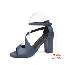 Geeyea A Pair Of Women's High-Heeled Sandals, Roman Sandals, With A Chunky Heel Design, Available In A Variety Of Colors, Suitable For Attending Dances And Parties, Exuding Sophistication And Elegance. - Xanh đậm - Xem 6