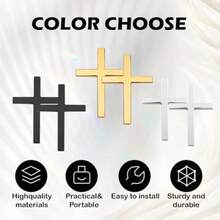 2PCS 3D Metal Cross Emblem Stickers 2.5"*1.8" Car Accessories Cross Decals Decoration Self-Adhesive Jesus Christian Auto Emblem Badge Decal For Vehicles Trunk Tailgate Fender Gold - 金色 - 查看 5