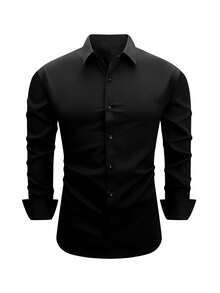 5-Pack Plus Size Men's Business Elegant Solid Color Long Sleeve Shirts - Casual Multi-Function Button-Down Collar Suitable For Outings And Parties - Plus Size Men's Shirts - Formal Plus Size Men's Clothing - Office Wear - Professional Attire - Classic Collar - Fashionable Plus Size Men's Wear - 混合色3 - 查看 4