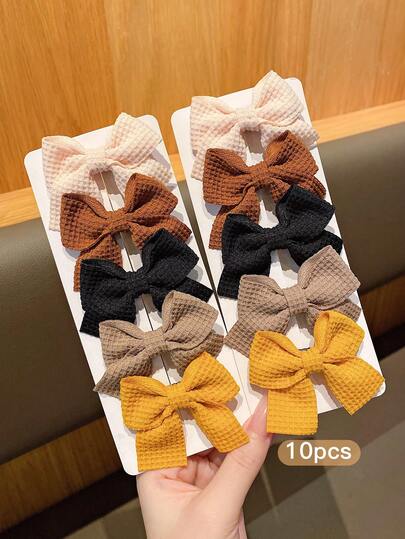 10pcs Korean Style Colorful Bow Hair Clips, Sweet Hairpins Suitable For Daily Use