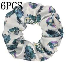 6 unids/lote Scrunchies de satén accesorios de moda para mujer estampado Ditsy Floral banda elástica para el cabello Cola de Caballo titular corbata de goma leopardo lindo AWAY - PJ319-03 - Ver 18