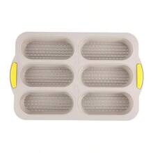 1/2pcs Set Mini Hot Dog Mold, Silicone Non-Stick Baking Tray, Breakfast Sandwich Maker, 6-Cavity French Baguette Bread Baking Pan, Baking Kitchen Tool - Apricot - View 12