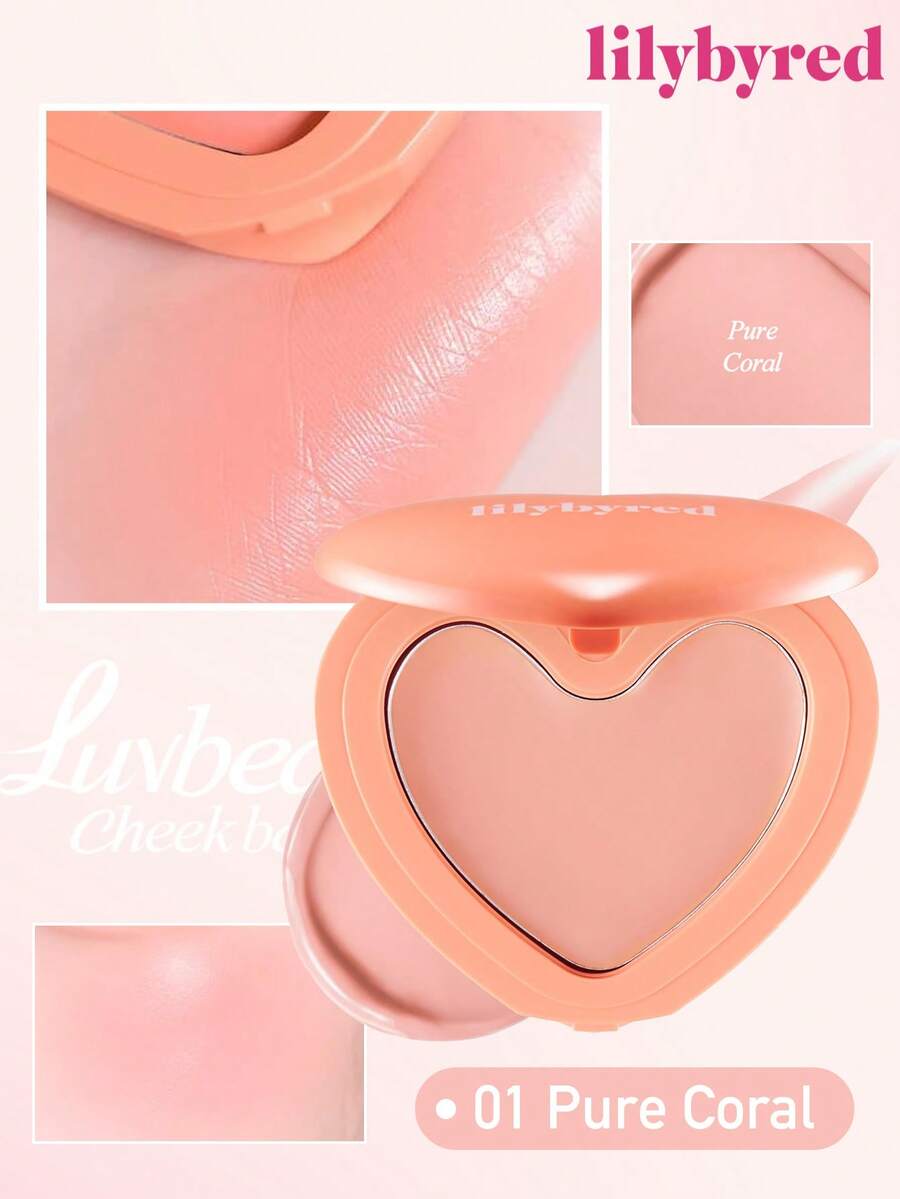 lilybyred K-Beauty Luv Beam腮红膏，质地柔滑，持久显色，打造自然光泽妆容，丝绒般柔润，打造自然妆效，日常妆容腮红 - 01 Pure Coral - 查看 1