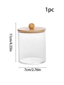 3M 3 PiecesAcrylic Qtip Dispenser Set With Bamboo Lids - Clear Plastic Cotton Swab, Pad Organizer Containers, Independent, With Bonus Rectangular Bamboo Tray - Multicolor - View 14