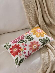 1pc Modern Floral Embroidered Throw Pillow Cover, Suitable For Indoor Decor, All Season Cushion Cover, Pillow Insert Not Included - Multicolor - View 8