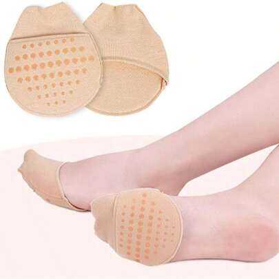 1 Pair Beige Forefoot Socks For Women, Breathable Silicone Non-Slip Forefoot Pads For High Heels, Summer