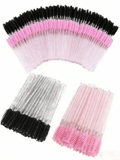 500/100/50 Disposable Eyelash Extension Brush, Makeup Brush, Eyelash Brush, Eyelash Aid, Eyelash Clamp, Specialized Eyelash Extension Brush, Eyebrow Brush, Eyebrow Brush, Eye Shadow Brush, Curling Brush, Curling Wand (Multi-Colored)