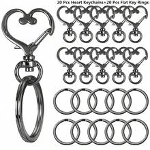 10/20/40/60/100pcs Heart-Shaped Rotating Spring Hooks With Keychain, Metal Spring Clasp Colorful Heart-Shaped Key Chain Clips, Lobster Clasp Detachable Keyring For Key Chains, Decorations, Jewelry, DIY Crafts - Heart-shaped Keychain Flat Ring - View 11