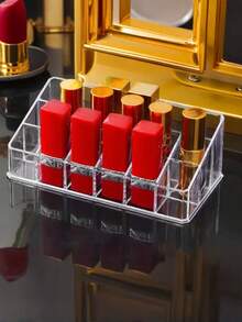 1pc Transparent Lipstick Storage Box, Dust-Proof Cosmetic Organizer, Large Capacity Lipstick Display Stand, Vanity Countertop Organizer - Multicolor - View 7