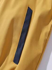 男士夹克，棒球领外套，微弹力花卉几何图案，春秋季休闲字母印花夹克 - 适合作为礼物 - 黃色 - 查看 8