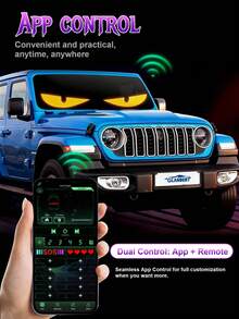 GLANBERT Pantalla LED flexible para ventana trasera de automóvil - "¡Oye, hermano!" con forma de gafas, control de aplicación, alimentado por USB, pantalla a todo color, visualización de información personalizable, luz de decoración para fiestas y Navidad, sin batería requerida, decoración de fiesta | Información personalizable | Pantalla alimentada por USB, accesorios de automóvil - Multicolor - Ver 4