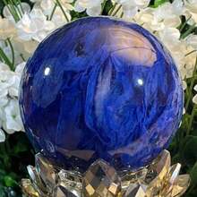 1pc Blue Quartz Sphere-A Hand-Polished And Carved Mineral Specimen, A Unique Holiday Gift For Christmas, Halloween, Valentine's Day, Easter, And Thanksgiving. - Multicolor - View 9