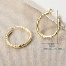 复古圆形厚铜质雕花耳环，时尚金色耳环，适合女性佩戴 - 金色 - 查看 7