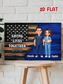 Catygift Customized Canvas Art, Medical Professional Artwork, Personalized Medical Gift, Saving Lives Together, Gift For Nurses And Doctors, Customized Name Background - As Shown - View 9