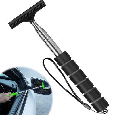 Limpiaparabrisas retráctil de 36 pulgadas con 6 secciones y correa colgante - Limpiador retráctil universal para espejos laterales/retrovisores, herramienta de limpieza compacta y portátil para automóviles para eliminar gotas de lluvia