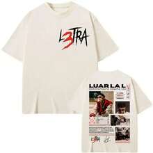 Rap Singer Luar La L Poster Pattern T-Shirt Music Album L3TRA Printed T-Shirt 2025 Summer Men's Women's Cotton Hip-Hop T-Shirt - White - View 6