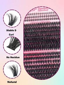 1164PCS/582PCS Fluffy Eyelash Clusters, Single Lashes, 80D+100D+120D+150D Fluffy Eyelash Cluster Set With Lower Lashes, Thick Cluster Eyelash Extensions, Single Faux Mink Eyelash Clusters, DD Curl, 0.31-0.63inch, Russian Volume Lash Clusters With Lash Glue, Tweezers & Brush, High Capacity Cluster False Lashes, Perfect For Weddings, Parties, Halloween, Christmas & Special Occasions, Festive Glam Beauty - Black - View 8