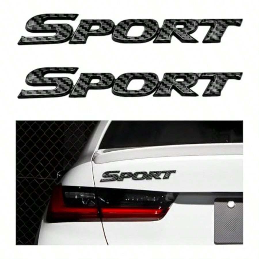 2 PCS 3D Sport Sticker For Car Automotive Sport Edition Emblem Decals With Strong Adhesive Universal Sport Badge Stickers For Bumper Tailgate Side Fender Car Accessories Carbon Fiber - 碳纖維 - 查看 1