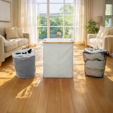 140L Laundry Hamper With Lid And 2 Removable Liners Large Capacity For Dirty Clothes Storage In Bedroom Bathroom - 米色 - 查看 5