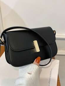 Bolso cuadrado pequeño de lujo y sofisticado, sencillo y versátil, bolso de hombro de estilo moderno para llevar, modelo nuevo 2026, bolso diario para mujer - Negro - Ver 1