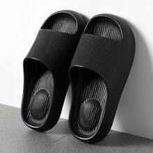 男士平底拖鞋，EVA软底露趾休闲凉鞋，适合夏季、浴室、海滩、度假穿着 - 黑色 - 查看 7