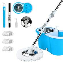 Spin Mop And Bucket With Wringer Set, 360° Spinning Mop Bucket System With 4 Microfiber Mop Replacement Heads And 50" Stainless Steel Adjustable Handle For Floor Cleaning - A - Xem 1