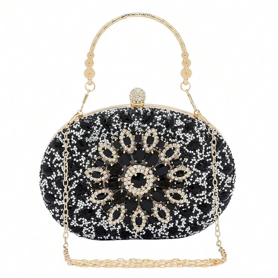 SH Clutch Purses For Women Formal Rhinestone Evening Bag Sparkly Handbags Wedding Party Cocktail Prom - Embrague negro - Ver 1