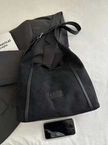 New Retro Fashion Casual Commuter Versatile Large Capacity Minimalist Chic Shoulder Crossbody Bag - Black - View 7