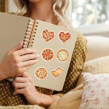 56张可爱卡通披萨贴纸，防水乙烯基食品主题贴纸，适用于成人、青少年、日记本、笔记本、笔记本电脑、水瓶、手机壳、吉他、滑板、行李箱、自行车、计划本、DIY工艺品等。 - 彩色 - 查看 6