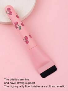 1支樱桃印花软柄无痕遮瑕刷，超薄粉底刷，新手适用面膜刷 - 彩色 - 查看 3
