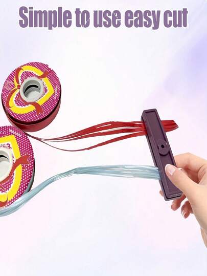 2/1pc Plastic Ribbon Cutter, Handcrafted Gift Wrapping & Craft Ribbon Dispenser, DIY Streamer Strip Cutter Tool, Assorted Colors