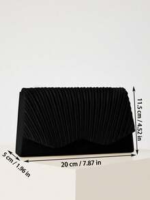 REMANLAND 这款奢华优雅的扇形褶皱手拿包，采用3D褶皱纹理、经典色调和简约信封式翻盖设计，是晚宴、盛大晚会和浪漫约会的精致之选，也是馈赠女性的最佳礼物。 - 黑色 - 查看 4