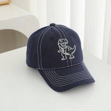 3-8岁儿童男女通用恐龙刺绣撞色缝线棒球帽，柔软帽顶可调节户外休闲帽 - 1PC - 查看 14
