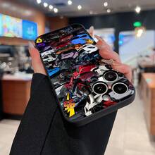 Sports Car Collage Phone Case, Compatible With  12, 13, 14, 15 Pro,  14 Plus,  15, 16 Pro Max,  17,  17 Pro,  17 Pro Max, And  17 Air. Made Of TPU Material, Providing Anti-Slip And Drop Protection, With Classic Straight Edges, Stylish And Elegant Design, And A Slightly Frosted Feel. It's A Great Gift For Yourself, Family, Friends, And Loved Ones. - 黑色 - 查看 2