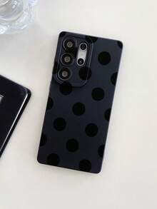 1pc Fashionable Minimalist Black Polka Dot Painted Pattern, Black Matte TPU Material Pupil Eye Shockproof Phone Case, Suitable As Gift For Boyfriend/Girlfriend, Compatible With Samsung, And Other Android Phones - Multicolor - View 8