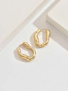 一对不对称纹理耳环，独特设计展现个性魅力，简约时尚，适合各种场合。 - 彩色 - 查看 5