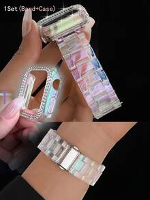 1 Bộ Dây đeo đồng hồ bằng nhựa và acrylic nhiều màu sắc + Vỏ đồng hồ rỗng, Phù hợp với 38/40/41/42/44/45/S11/10-42/S46mm | Dây đeo mỏng trong suốt, thiết kế nhẹ, phù hợp với Ultra/3/2/1/S11/10/9/8/7/6/5/4/3/2/1 Series | Phụ kiện đồng hồ thông minh, Dây đeo thể thao mùa xuân/hè, Dây đeo + Vỏ - Trong sáng - Xem 9